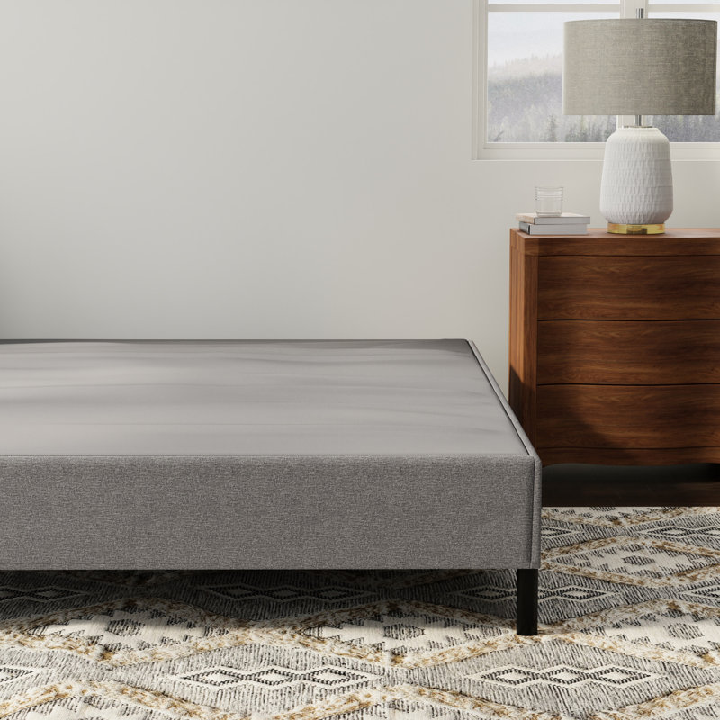 Full Upholstered Bed Frame Foundation In Black And Gray, Built For Standard Mattress Configurations, Simple Setup, High Weight Limit Gray Size Frame, A Mattresses, Offers Solid Support, Convenient