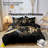 Gold Floral Microfiber Duvet Cover Set with Pillowcases, Digital Print Black Background Botanical Front with Solid Black Back, Reversible Bedding, Twin Full Queen King, Comforter and Pillow Inserts Not Included-122272229