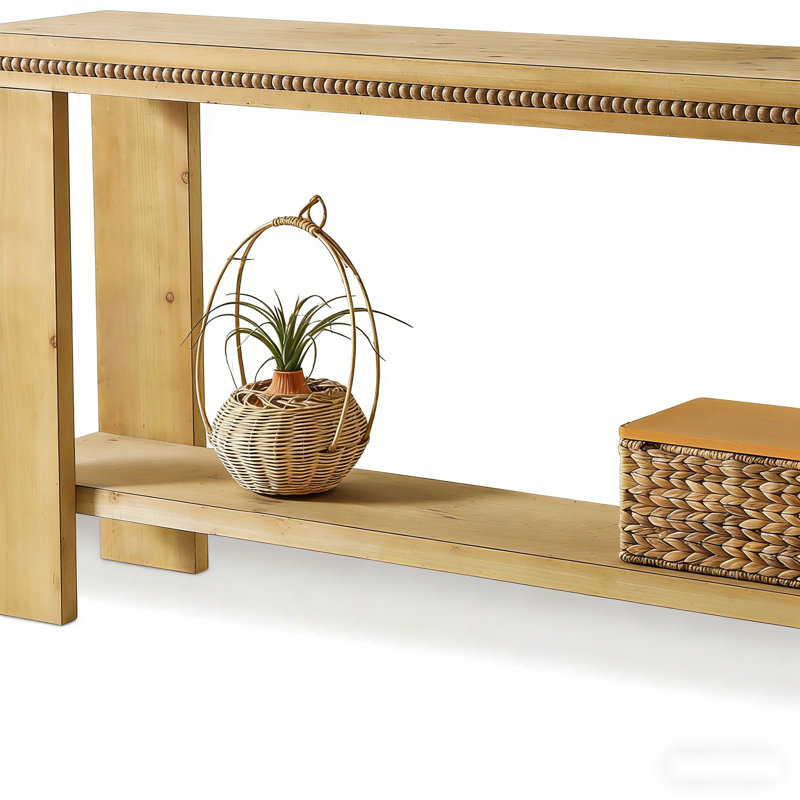 Bravantice de 63 pouces avec garniture perlée et rangement à deux niveaux pour le couloir, le vestibule ou le canapé derrière