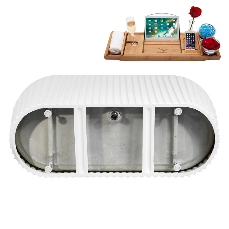 Baignoire autoportante 63 po avec drain interne Streamline, Noir mat