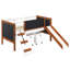 Lit mezzanine simple avec panneaux coulissants et tableau noir, conception en chêne cerisier blanc, fixe pour accès, système à 13 lattes, structure en bois, encourage la créativité, zone de sommeil confortable dans le tableau noir,