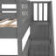 Lit superposé d'escalier gris pour chambre à coucher et dortoir. Avec garde-corps de rangement. Fabriqué en bois massif. Rangement élargi. Accès sécuritaire à l'escalier. Options de configuration polyvalentes. Aucune boîte à ressorts nécessaire. 250 lb