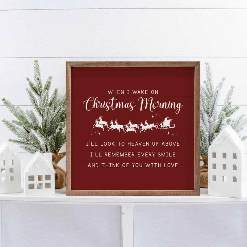 Rouge matin de Noël, H 16 po x l 16 po x P 1 po, Multicolore / rouge
