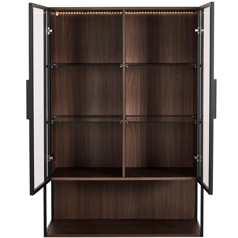 51.2'' Freestanding Lighted Display Cabinet With Glass Door
