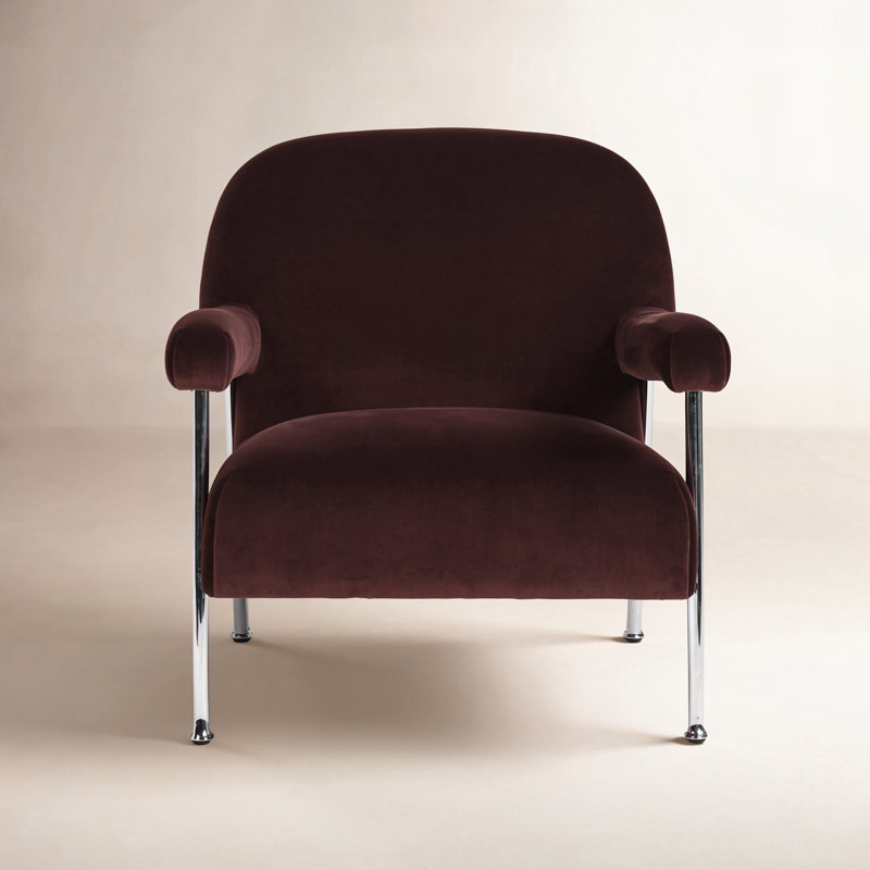 Chaise avec accoudoirs Vieira Gabriette, Velours de performance prune Surrey
