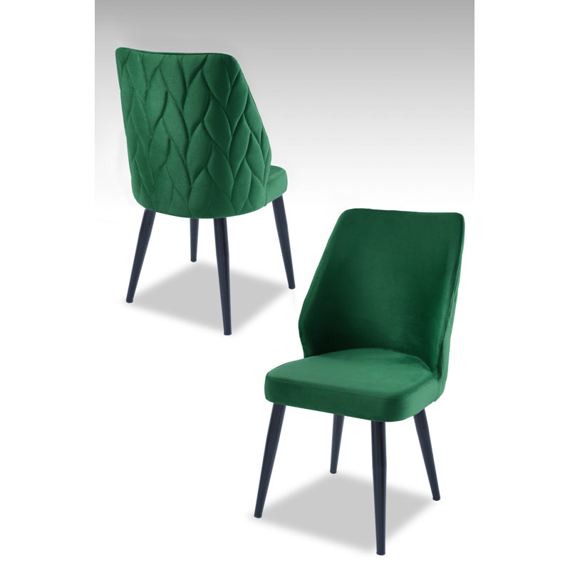 Ensemble de chaises modernes (2 pièces), vert et noir, 18,9 po x 35,4 po x 16,9 po | 100% panneau de particules enduit de mélamine, tissu 100% polyester, pieds en métal | Sièges élégants et confortables pour la maison et le bureau