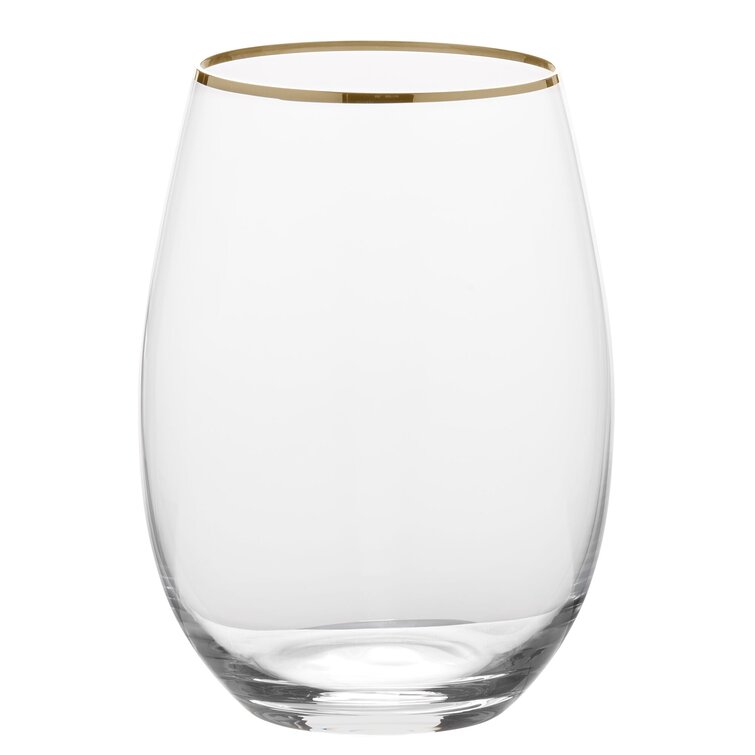 Mikasa Julie Gold Stemless Wine Glasses, 19.75-Ounce