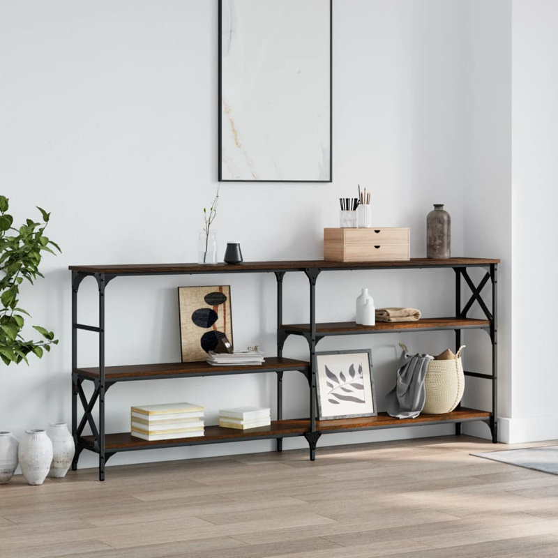 Console Table, Brown Oak, 76.5cm H x 180cm W x 29cm D