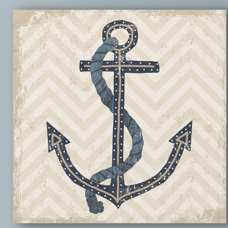 « nautique anchor », reproduction de peinture à l’acrylique sur toile tendue, H 35 po x l 35 po x P 2 po