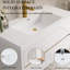 Meuble-lavabo avec rangement suspendu mural, comptoir en résine de pierre blanche brillante, tiroirs à fermeture en douceur, préassemblé pour une rénovation de rangement rapide et pratique en blanc.-133535497-133535499