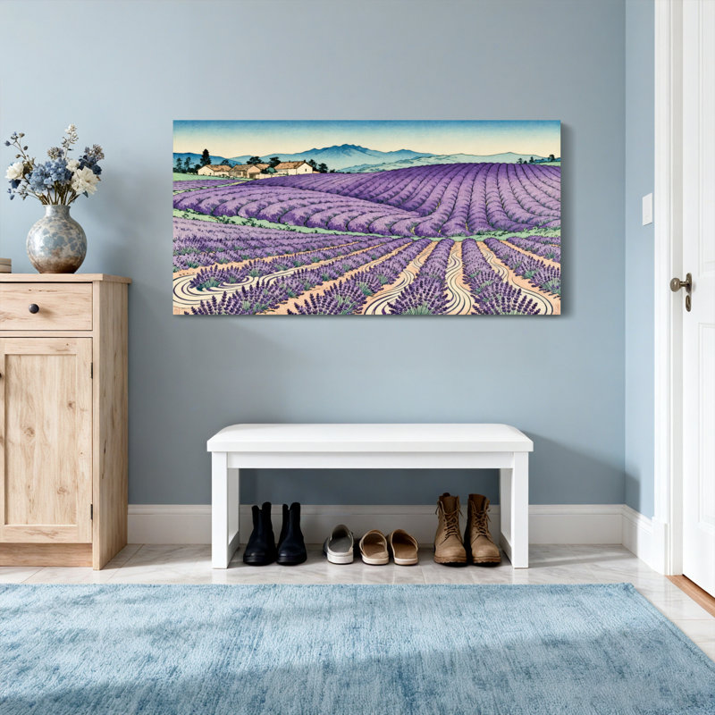 Paysage et nature champs de lavande Rolling Hills Farmhouse Mountains, H 16 po x l 32 po