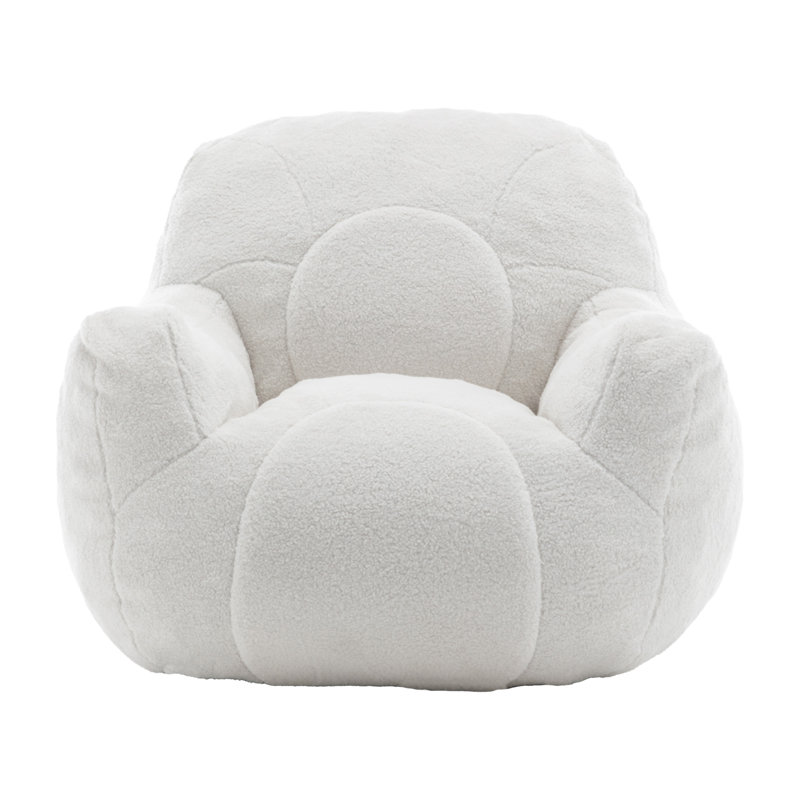 Bean Bag Chair With Filler, 30" H x 41.4" W x 37.8" D , White Teddy