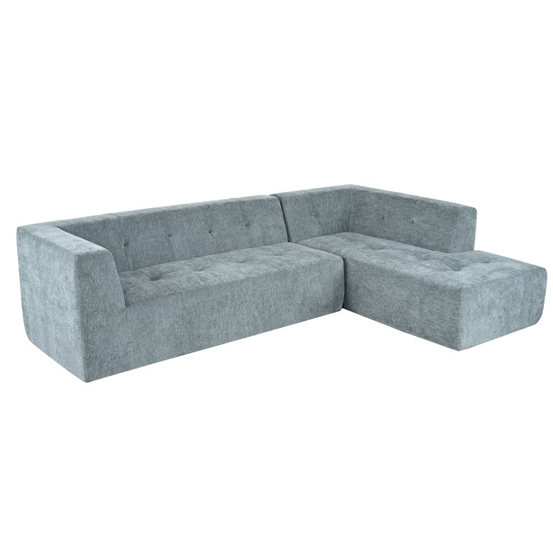 Jared Modular Boneless L-Shaped Sectional Sofa, Blue Gray Chenille