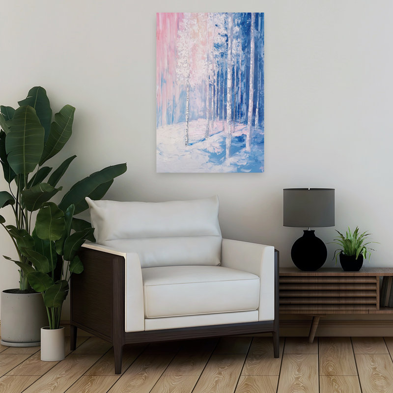 Art mural abstrait bleu et rose, 36" H x 24" W