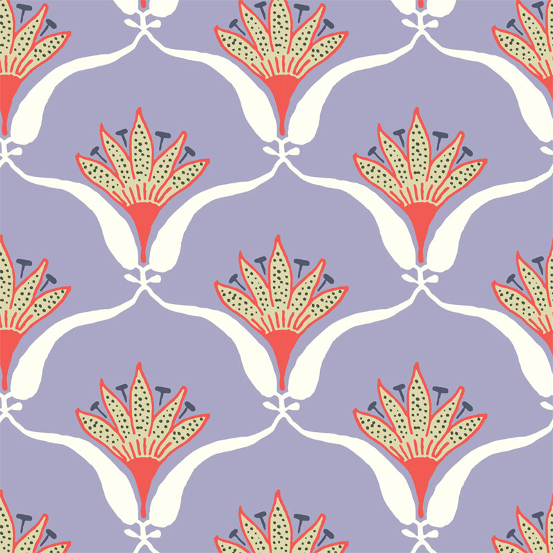 Shanghai Wallflower 10' L x 24" W Wallpaper Roll, Lilac, Premium Paper