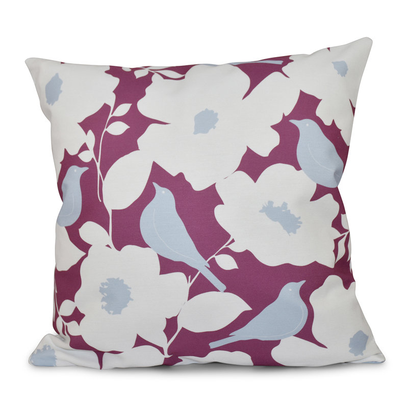 Housse et insert de coussin carré Botanical Blooms, H 18 po x l 18 po, Mauve