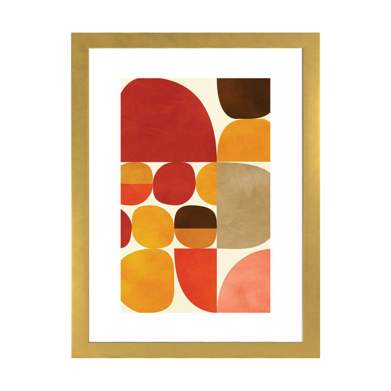 «Mid Century Modern V» par Ana Rut Bré - impression d'art graphique, Blanc, H 24 po x l 16 po x P 1 po, Papier encadré doré