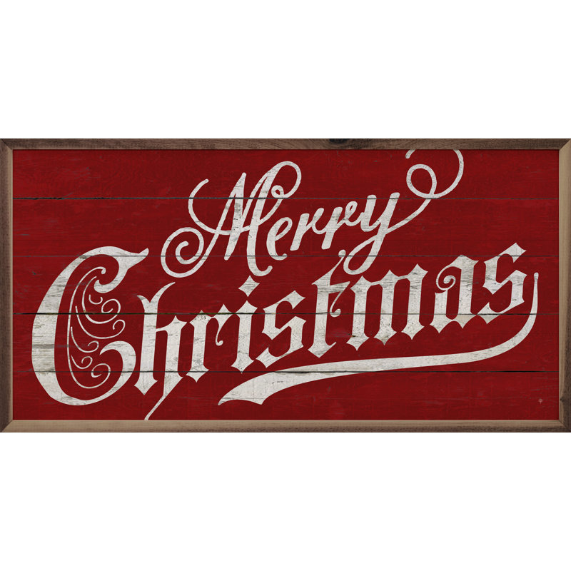 Rétro «Merry Christmas» rétro, Rouge / blanc, H 12 po x l 24 po