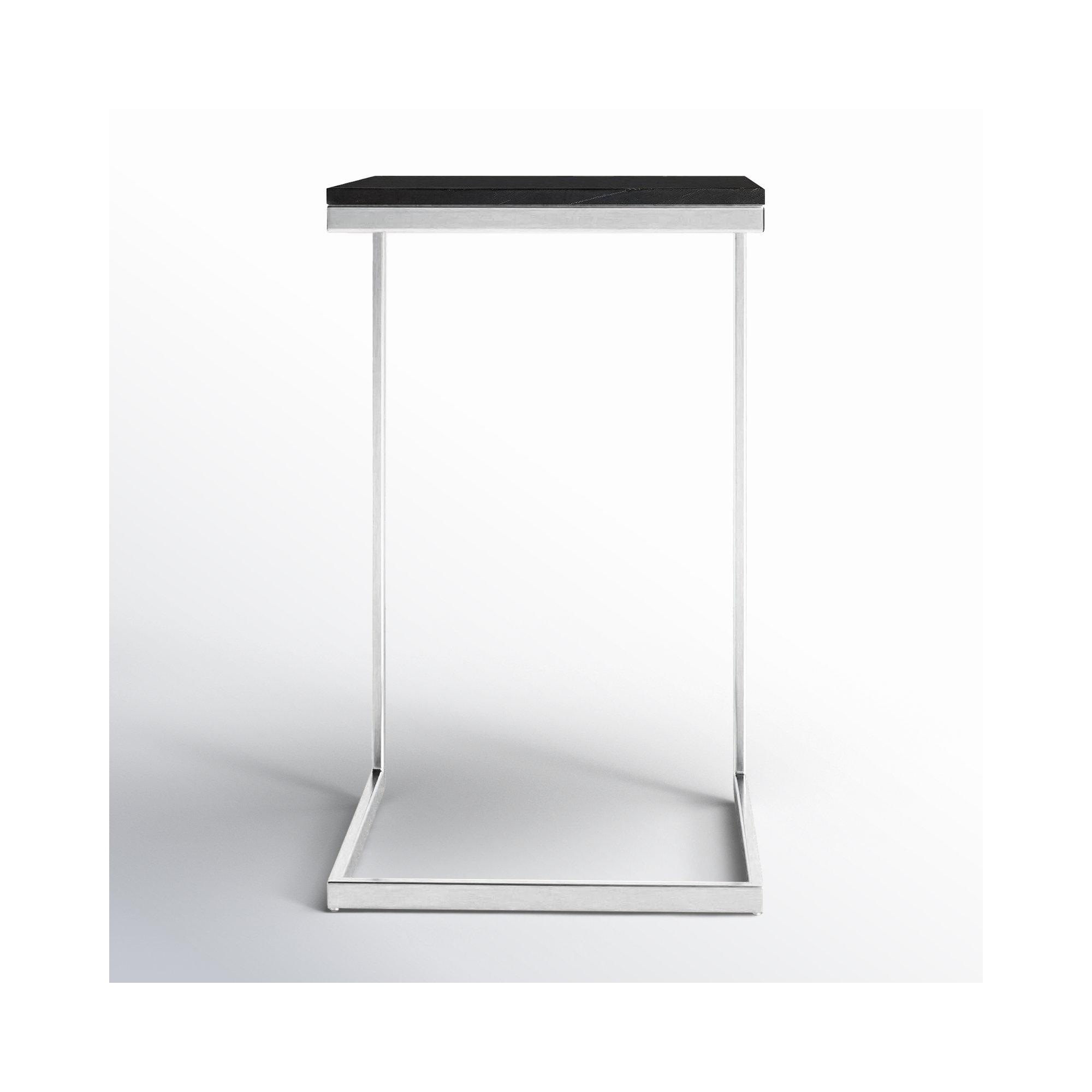 Ollie Marble C-Style End Table , Black Top/Silver Base