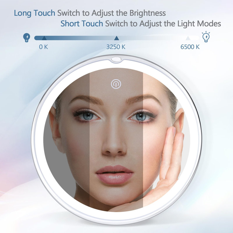 30X Magnifying Mirror With Light, 3 Color Modes And Adjustable Brightness, 360° Rotating Suction Cup Mirror