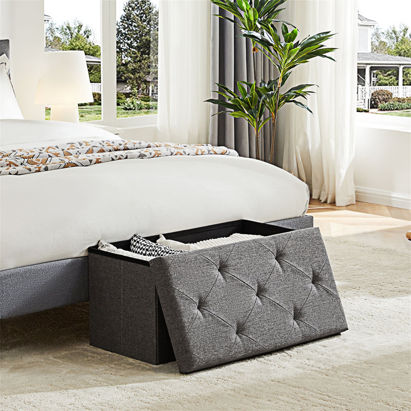 Upholstered Storage Bench, 15.02" H x 30.02" W x 15.02" D