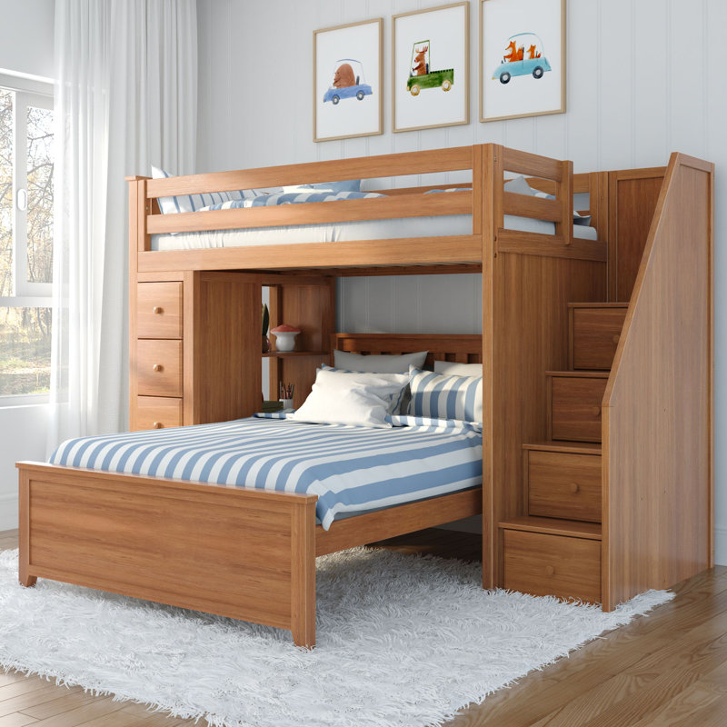 Helfriede Kids Bunk Bed with Drawers, Twin Over Twin, Gray