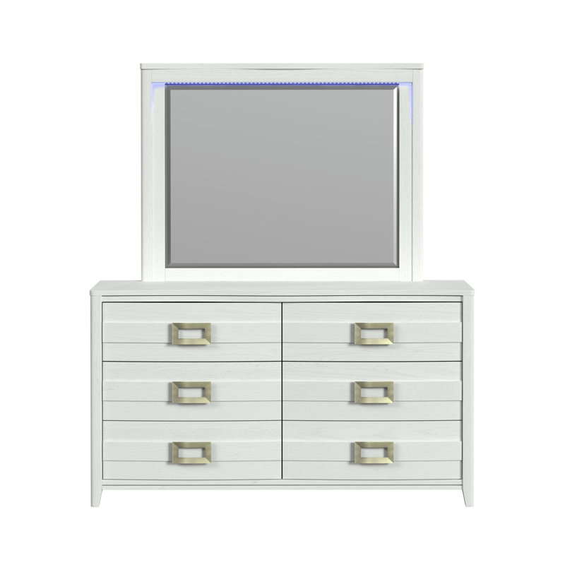 Ensemble de commode et miroir Margene avec DEL en blanc