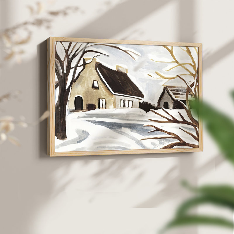 Winter Cottage II - Reproduction encadrée - Restickable, Naturel, H 11 po x l 14 po