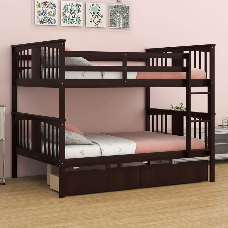 Lit superposé double au-dessus de double avec tiroirs et échelle intégrés (idéal pour la chambre à coucher et la chambre d'amis)