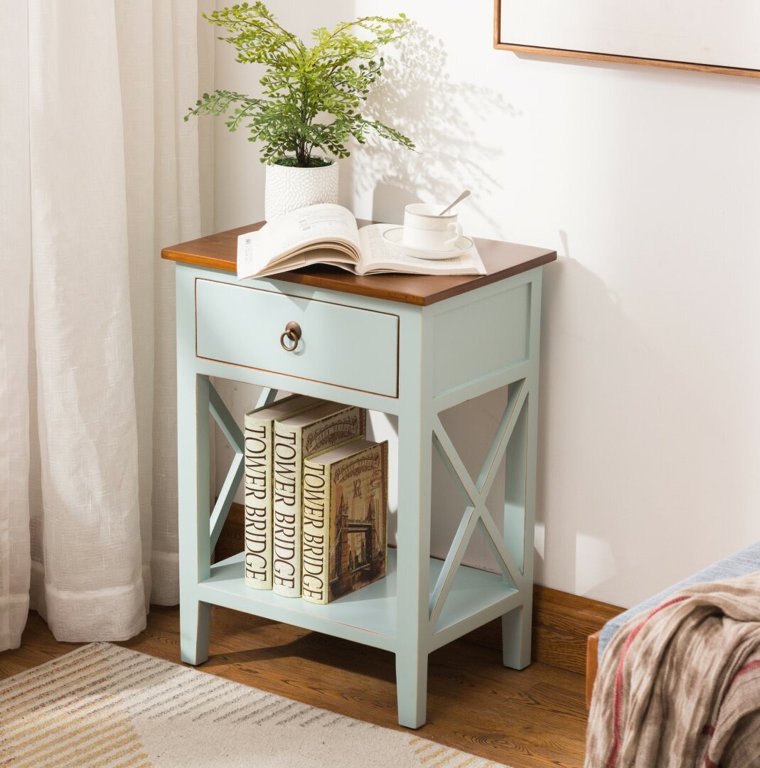 Highland Dunes Maude Solid Wood End Table With Storage 