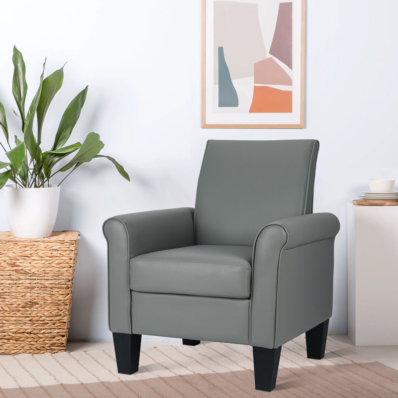 Alrun Upholstered 29" Wide Faux Leather Armchair, Espresso Faux Leather