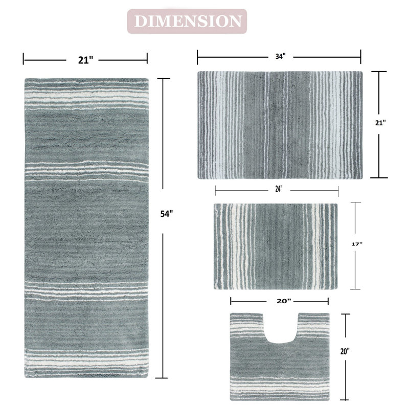 Alamanno 4 Piece Bath Rug Set, Gray