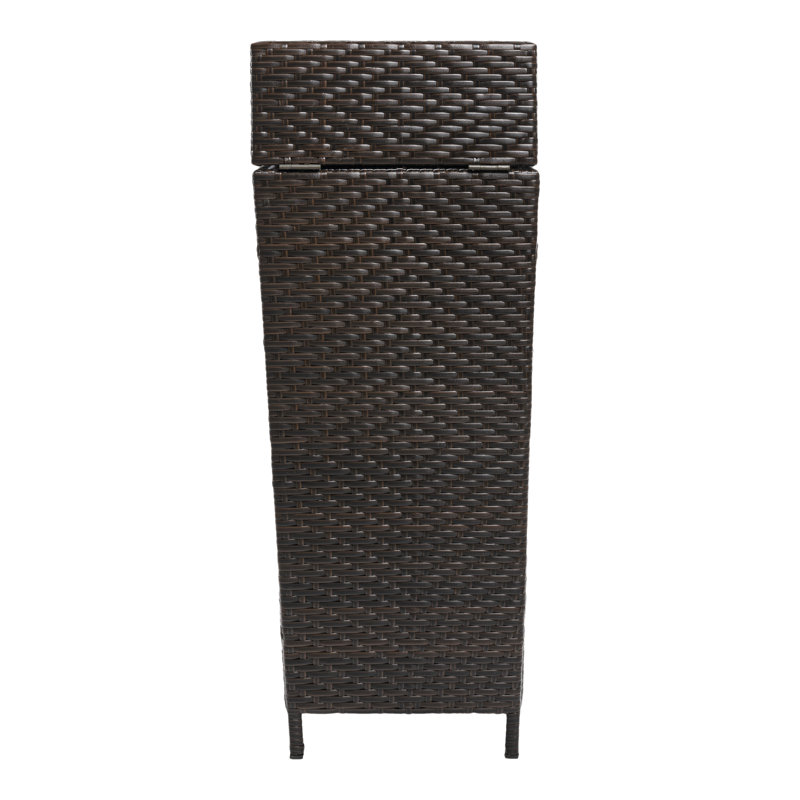 Keaton Brown 24.13-Gallon Wicker and Metal Outdoor Trash Can