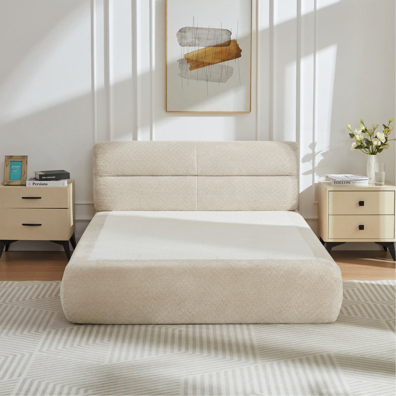 Lit compressible en chenille pour salon, appartement, Kaki pâle