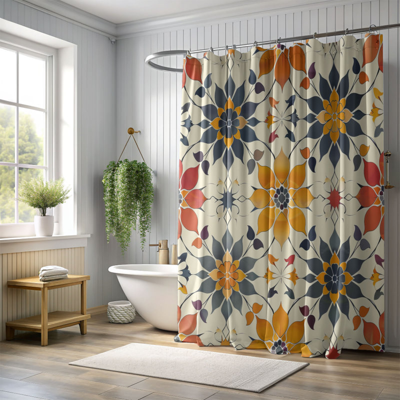 Vintage Tile - Rideau de douche Premium, H 74 po x l 71 po