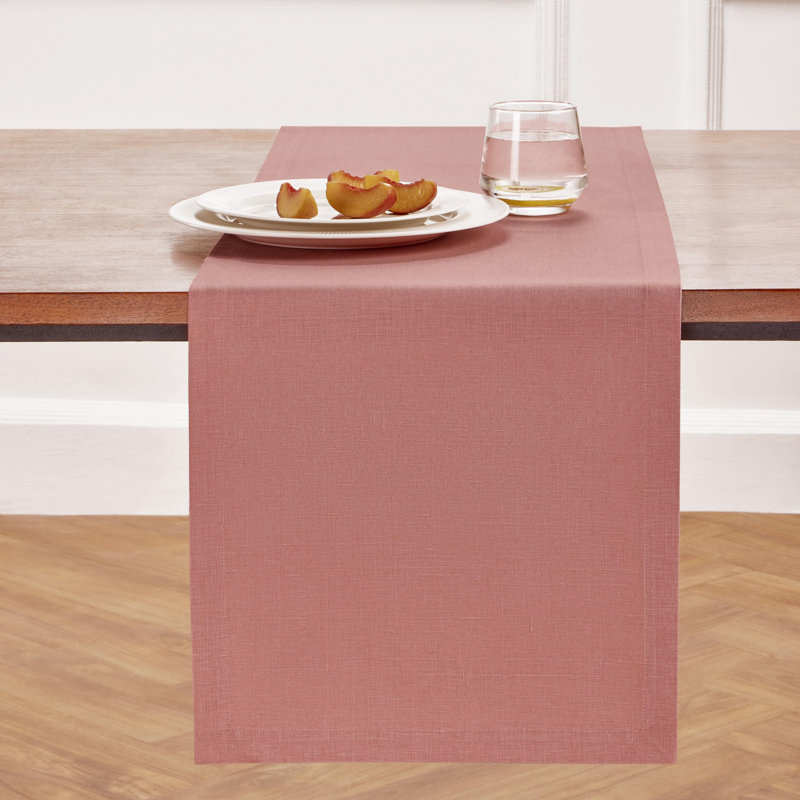 Diana - 100% Pure Linen Table Runner, 72" x 14", Dusty Rose