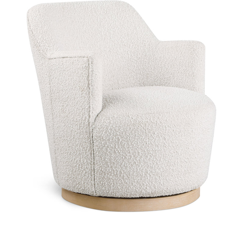 Fauteuil pivotant rembourré Ixareli, Tissu crème bouclé
