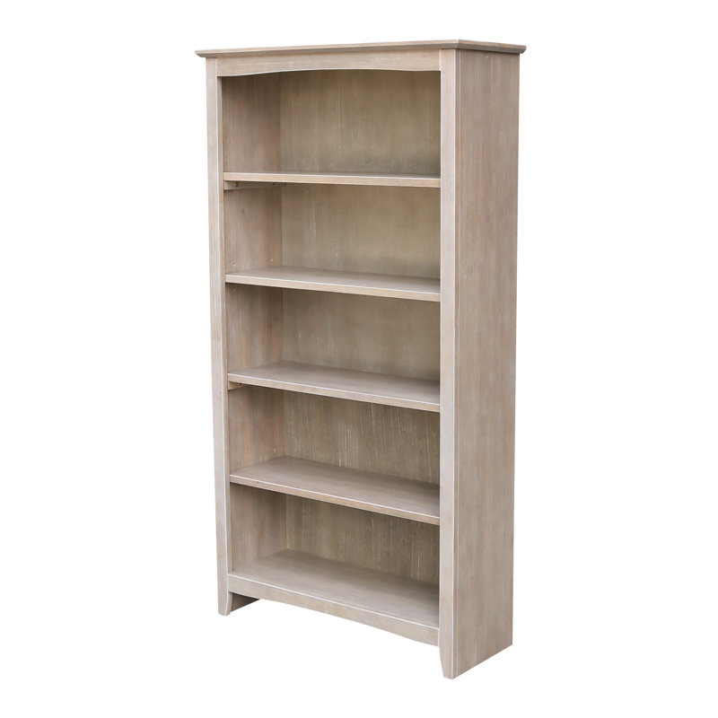 Aspatria Bookcase, (5 Shelves) 60" H x 32" W x 12" D, Washed Gray Taupe