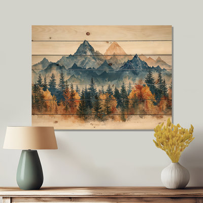 Mountain Forest Pine Tree Roots IV - Landscape Mountains Wood Wall Decor - On Natural Pine Wood