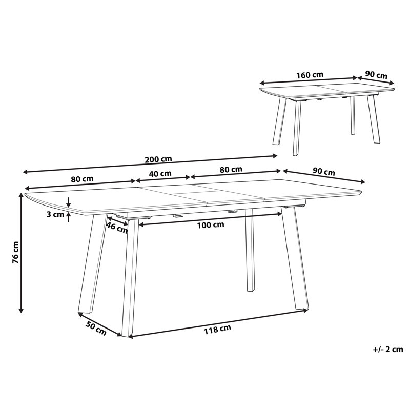 Accie Extendable Metal Base Dining Table