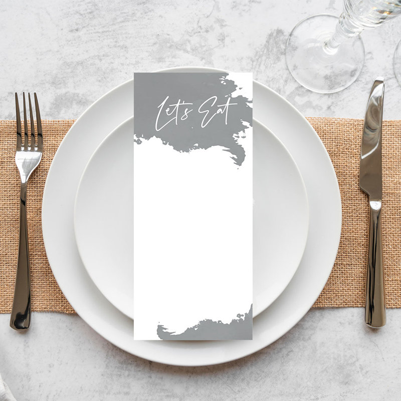 Illuminant des cartes de menu imprimables à l'aquarelle jaune pour imprimantes de bricolage, paquet de 52, gris