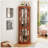 Lighted Corner Curio Cabinet - Display Case For Living Room, Antique Collectibles, Wine & Bar Glass Storage - Elegant Corner Design With Lights Included-Dark OAK-586019508