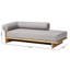 Chaise longue à accoudoir gauche avec base en bois massif Baxton Studio Bertille