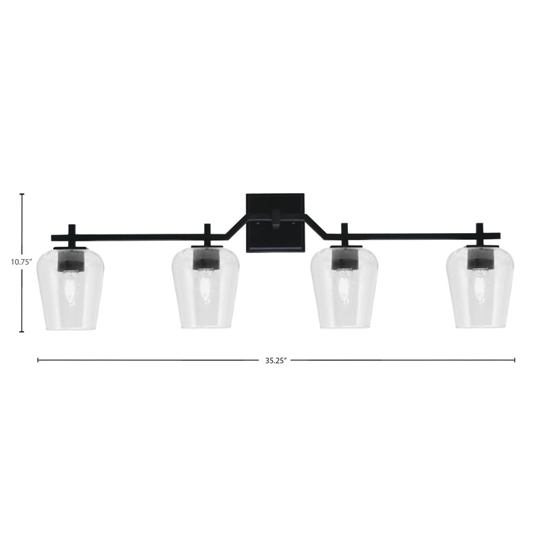 Bar pour salle de bain Headland illustré avec verre à bulles transparent de 5 po, H 10,75 po x l 35,25 po x P 5,75 po, Noir