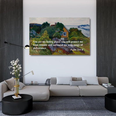 ArtsyQuotes Canvas Art: Bible Verse Quote Psalm 32:7-8, Edvard Munch - The House by the Fjord ArtsyQuotes-002710