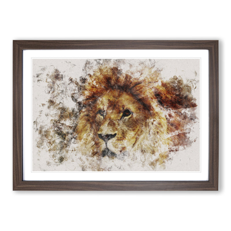 Lion Vol.6 - Framed Print, 36cm H x 48cm W x 2cm D, Walnut Framed