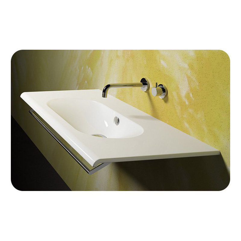 Catalano Sfera 18.9'' White Fireclay Rectangular Bathroom Sink, 0-Hole