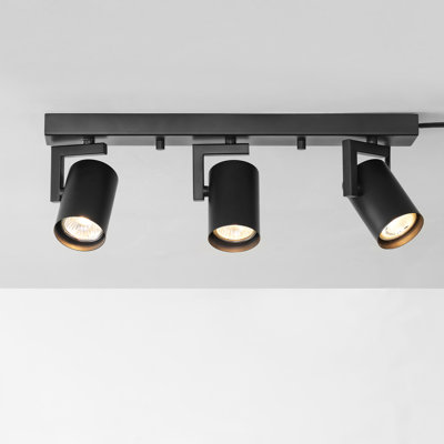 17" 3-Light Matte Black Plug-In Track Lighting with 15 Foot Cord and Pivoting Track Heads
