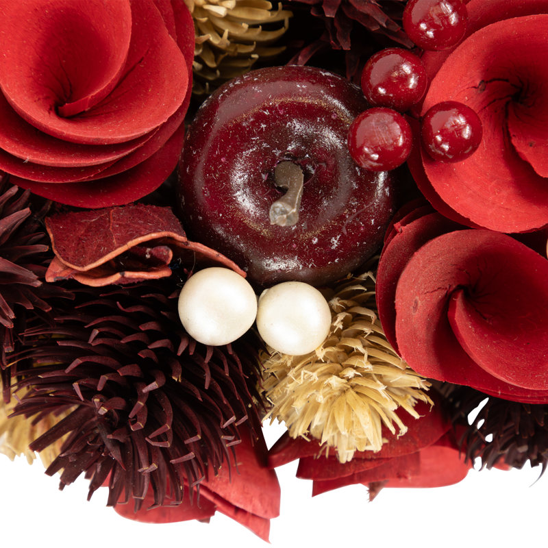Couronne de Noël artificielle pommes - non éclairée, 13,5" H x 13,5" L x 3,5" D