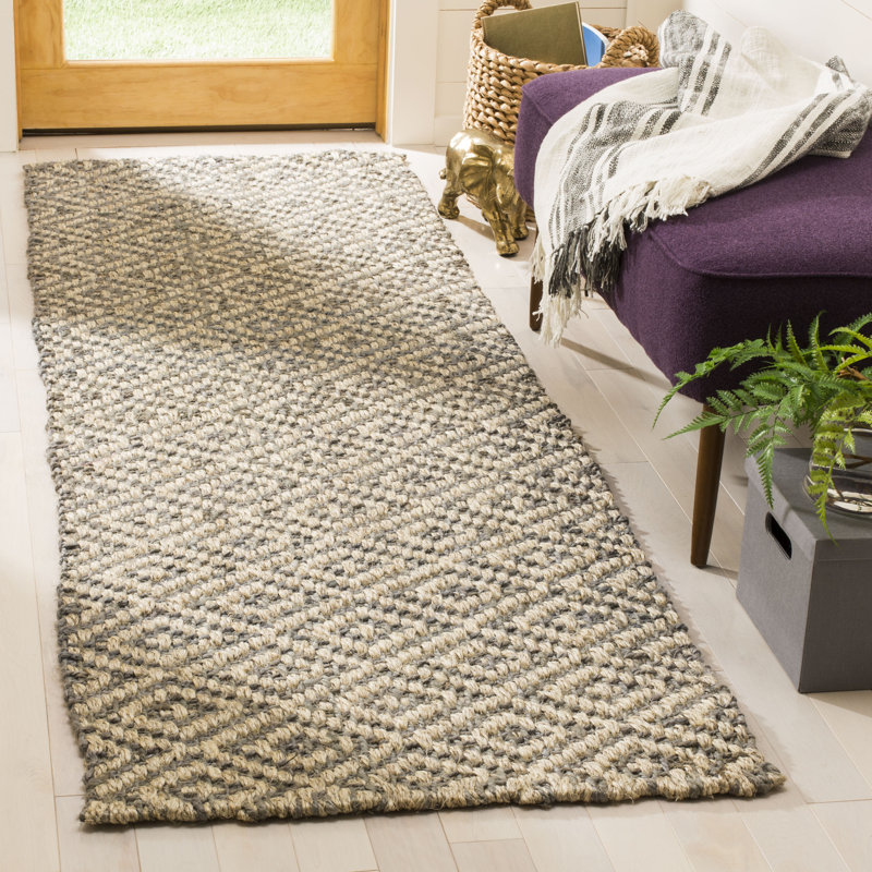Tapis en jute tissé à la main Dequavion, Tapis de couloir 2 pi 6 po x 8 pi